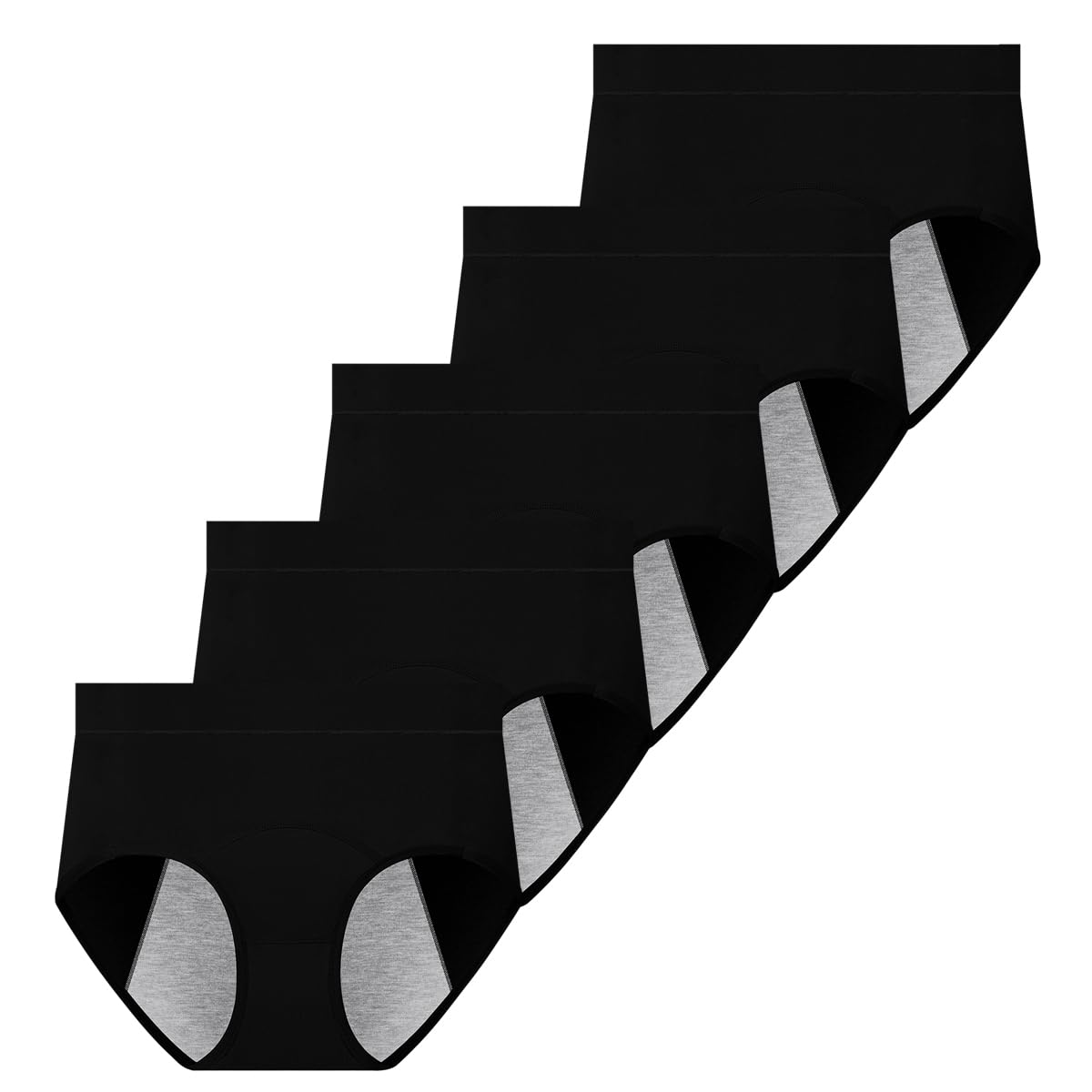 Yintry Period Underwear for Women Mid Waist Menstrual Panties Leakproof Brief for Light Flow 5PCS (Use with Pad or Tampon)