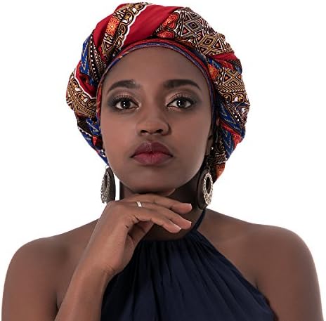 Chien Multi-Color Urban Ladies Hair Accessory Headband,Bazin Wax Print Wrap Tie Scarf, African Head Scarf Gele Ipele