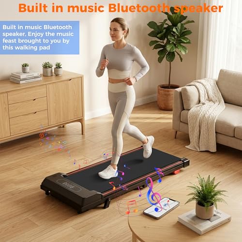 Tapis de Marche Walking Pad Inclinable 5% sous Bureau | Tapis de course pour maison/bureau. Moteur silencieux 2,5 CV, RGB, Bluetooth Audio, App, télécommande. Charge max 127 kg