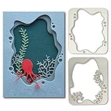 Gilroy 2Pcs Water Grass Photo Frame Cutting Dies Stencil for DIY Stamp Photo Scrapbooking Album Card Making Craft Mold