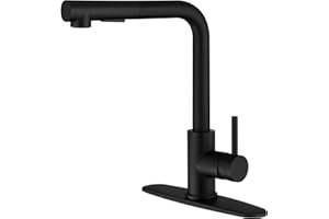 CREA Kitchen Faucet,Matte Black Kitchen Faucet with Pull Down Sprayer Magnet Dock,Bar Sink Faucet,Bathroom Bar Faucet Single Hole Or 3 Hole Stainless Steel Rotary Faucet for Kitchen RV Laundry Vanity…