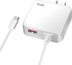 Ewin USB充電器 合計3.4A 急速充電 USB Type-Cケーブル一体型 Smart IC搭載 ACアダプター 1.5ｍケーブル 折りたたみ式プラグ PSE認証済正規品　iPhone & iPad & Android & iOS &ゲーム機など対応【18ヶ月保証付き！】