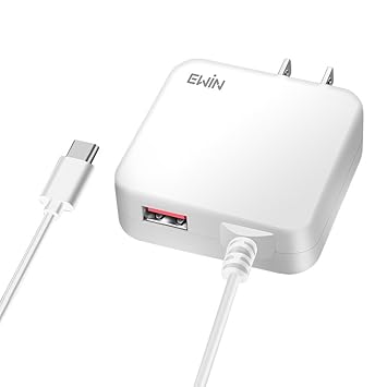 【クリックで詳細表示】Ewin USB充電器 合計3.4A 急速充電 USB Type-Cケーブル一体型 Smart IC搭載 ACアダプター 1.5mケーブル 折りたたみ式プラグ PSE認証済正規品 iPhone ＆ iPad ＆ Android ＆ iOS ＆ゲーム機など対応【18ヶ月保証付き！】