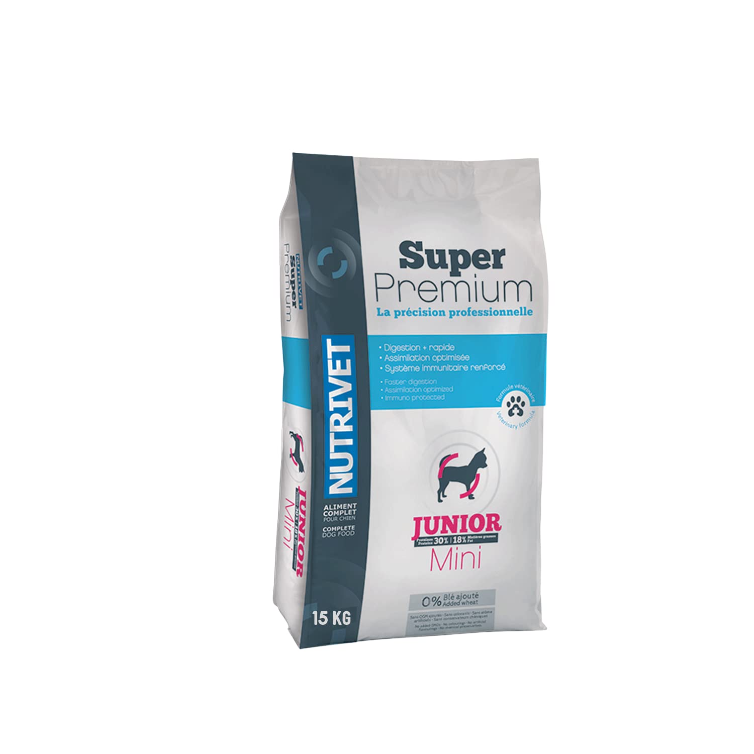 Nutrivet - Super Premium - Junior Mini - Wheat Free Dry Food - Puppy - High in Animal Protein - 15 kg