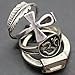 Q&Q Fashion 4Pcs Silver Egyptian Ankh Cross Buddhist Om Ohm Aum Feather Leaf Rhinestone Band Ring, 7