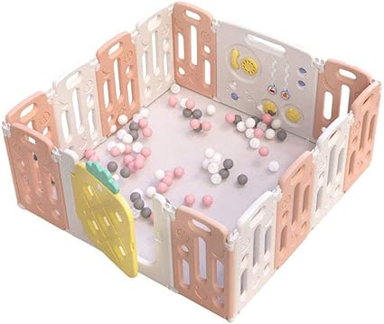 Djxlmn 14 16 Okologischer Kunststoff Baby Laufstall Sicherheitstor Mit Tur Und Ausziehbarem Spielzeug Fur Kinder Von 6 Monaten Bis 6 Jahren Pinkish White 12 2 Panel Amazon De Kuche Haushalt