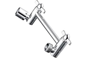 BRIGHT SHOWERS Brass Shower Arm Extender for Rain and Handheld Shower Head, 5 Inch Universal Shower Head Extension Arm, Height & Angle Adjustable, Chrome