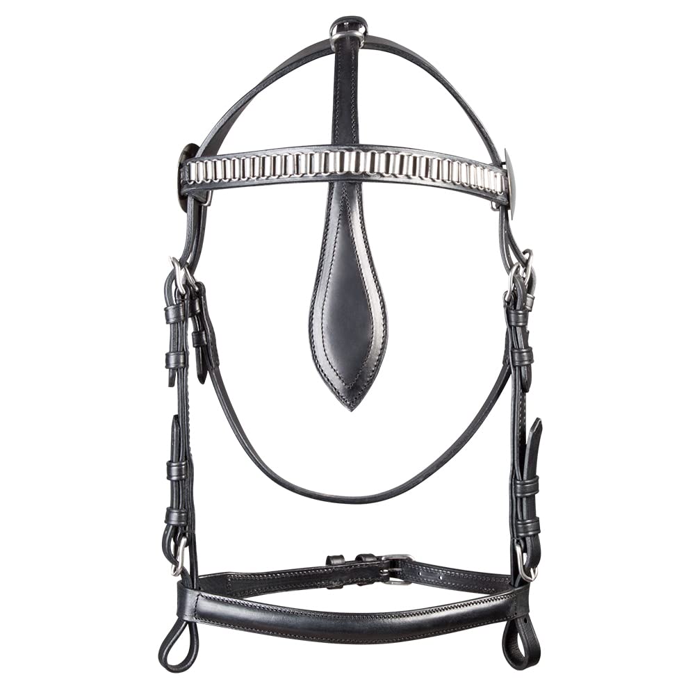 PFIFF Standard Driving Bridle without Blinders, Black, Cart Horse