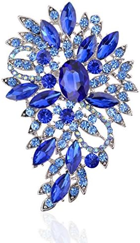 Tagoo Women's Crystal Wedding Flower Leaf Brooch Pins Austrian Bouquet Rhinestone pin