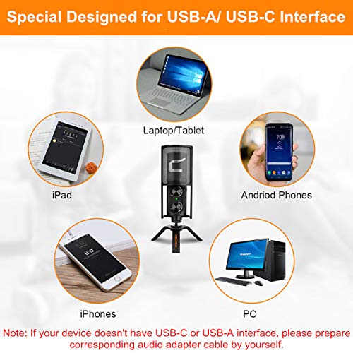 USB Microphone, COMICA STM-USB Professional Cardioid/Bi-Directional Condenser Microphone for Laptop/Computer/Gaming PC/Smartphone Recording Vocals, Voice Overs, Livestreaming, YouTube Video, etc
