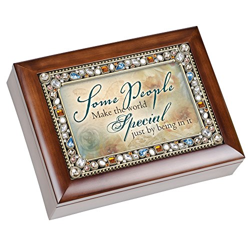 Some People Make the World Special Jeweled Lid Musical Jewelry Box with Dark Wood Finish - Plays Edelweiss