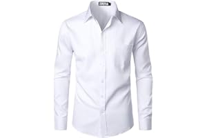 ZEROYAA Men's Urban Stylish Casual Business Slim Fit Long Sleeve Button Up Dress Shirt with Pocket