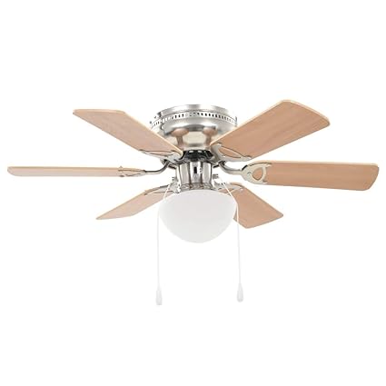 Vidaxl Ornate Ceiling Fan With Light 82cm Light Brown 3 Speed