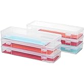 novelinks Plastic Clear Storage Containers for Organizing, Craft Storage Organizers and Stackable Storage Bins with Lids for Pencil Box, Bead, Cookie Cutter, Board Game (6 Pack Large)