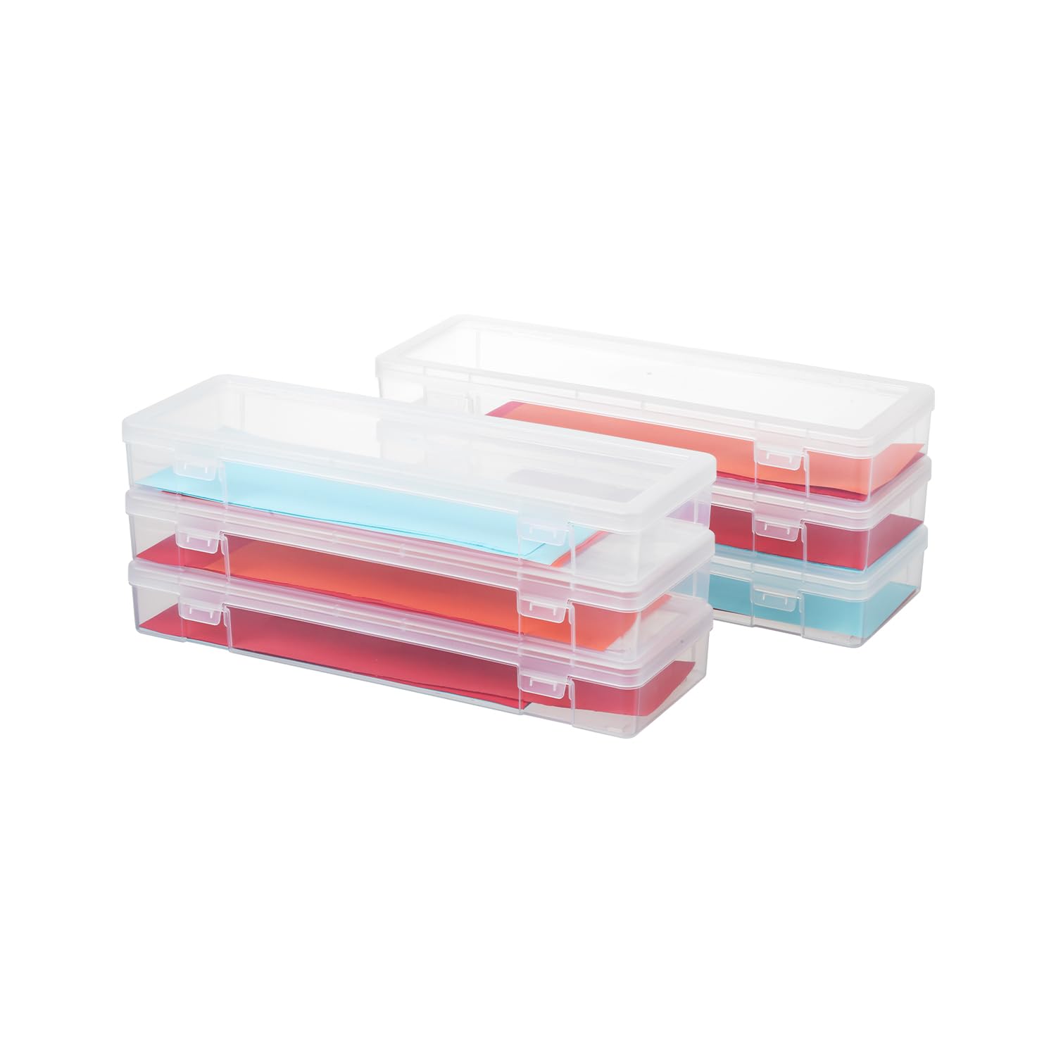 Photo 1 of novelinks Stackable Plastic Clear Storage Box Containers with Latching Lid - Art Craft Supply Organizer Storage Containers for Pencil Box, Crayon, Beads, Jewelry (6 Pack Large -Clear)