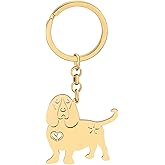 NEWEI Stainless Steel Dog Keyring Cute Pet Dog Keychain for Women Girls Purse Car Keys Charms