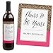 Chic 50th Birthday - Pink, Black and Gold - Wine Bottle Labels Birthday Gift - Set of 4