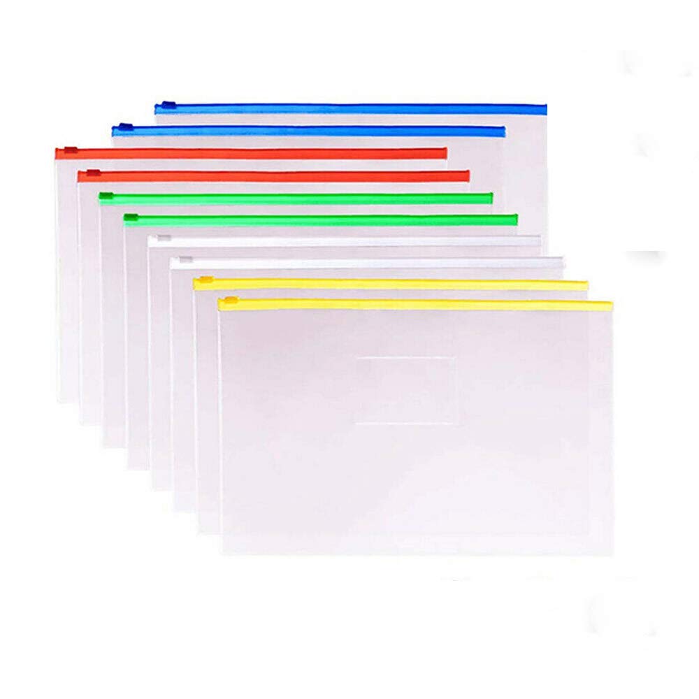 B082PXJY1C Transparent File Bags SUPERTOOL, 20PCS A5 Clear Plastic Storage Wallet (White Zip), PVC, A5-240 x 180mm, Multipurpose
