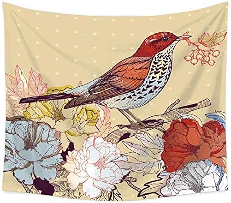Dengxiny Cm Aves Pared Flores Tela De Tapestry Poloter Colgante De
