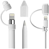 [3-Pack] Fintie Apple Pencil Stift Kappehalter/ Schreibfeder-Abdeckung/ Halterung f&uuml;r Lightning Kabel Adapter f&uuml;r den iPad Pro Pencil (Apple Pencil, Ladekabel und Adapter sind nicht im Lieferumfang enthalten), Wei&szlig;