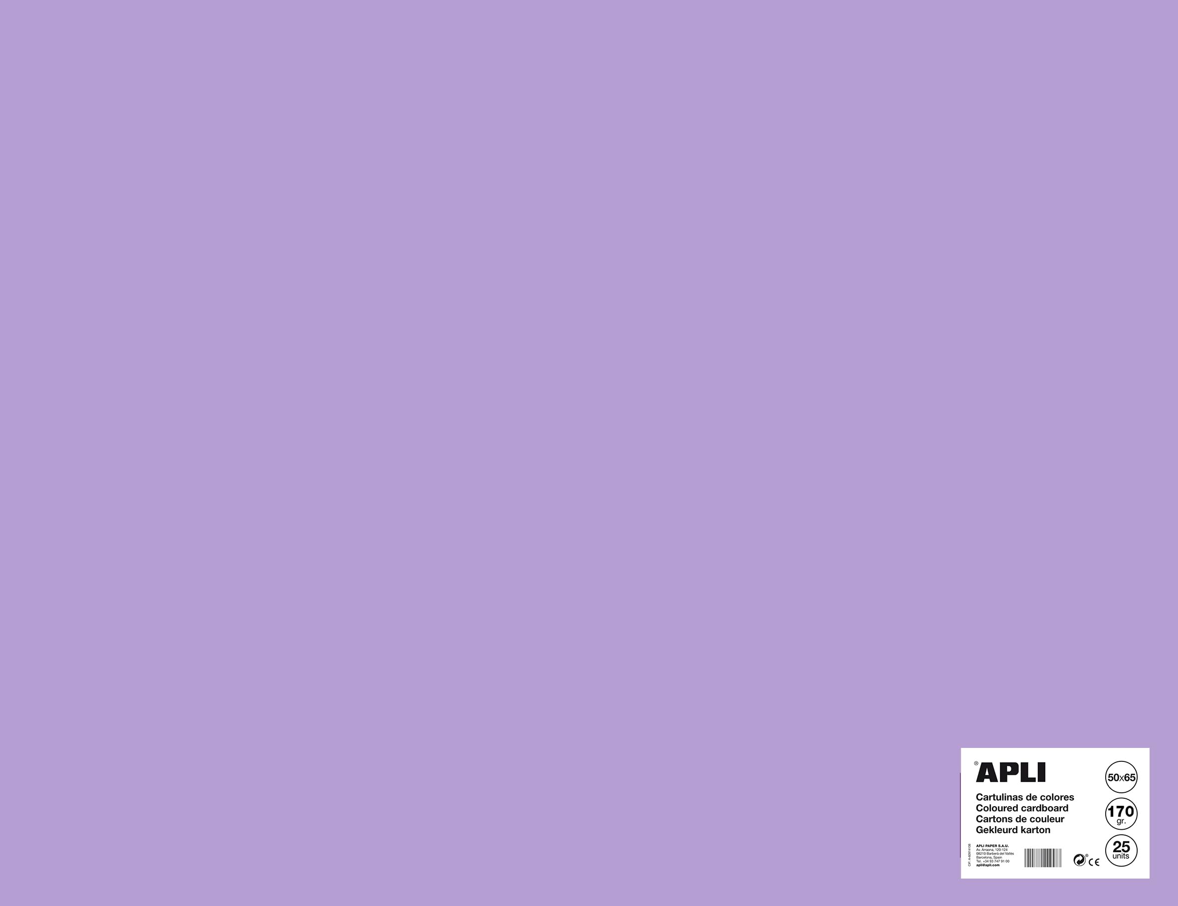 Apli 014270 Pack of 25 Sheets of Cardboard 500 x 650 mm Lilac