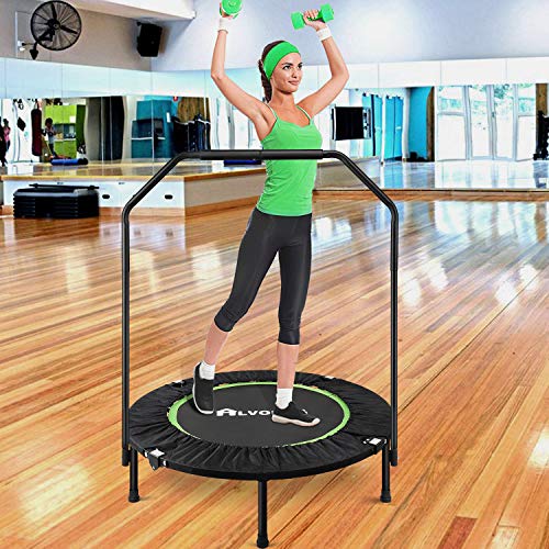 alvorog Fitness Exercise Trampoline with Handrail Portable Foldable Bungee Rebounder Cardio Workout Training Quiet and Safe for Adults Supports Up to 264 lbs - Thumbnail 7