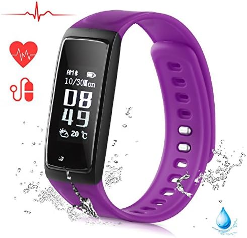 Ablue Smart Bracelet, Pedometer Heart Rate Monitor Sleep Monitor Calorie Counter Pedometer Sport Activity Tracker With HD OLED Touch Screen for Android and IOS Smart Phone (Purple)