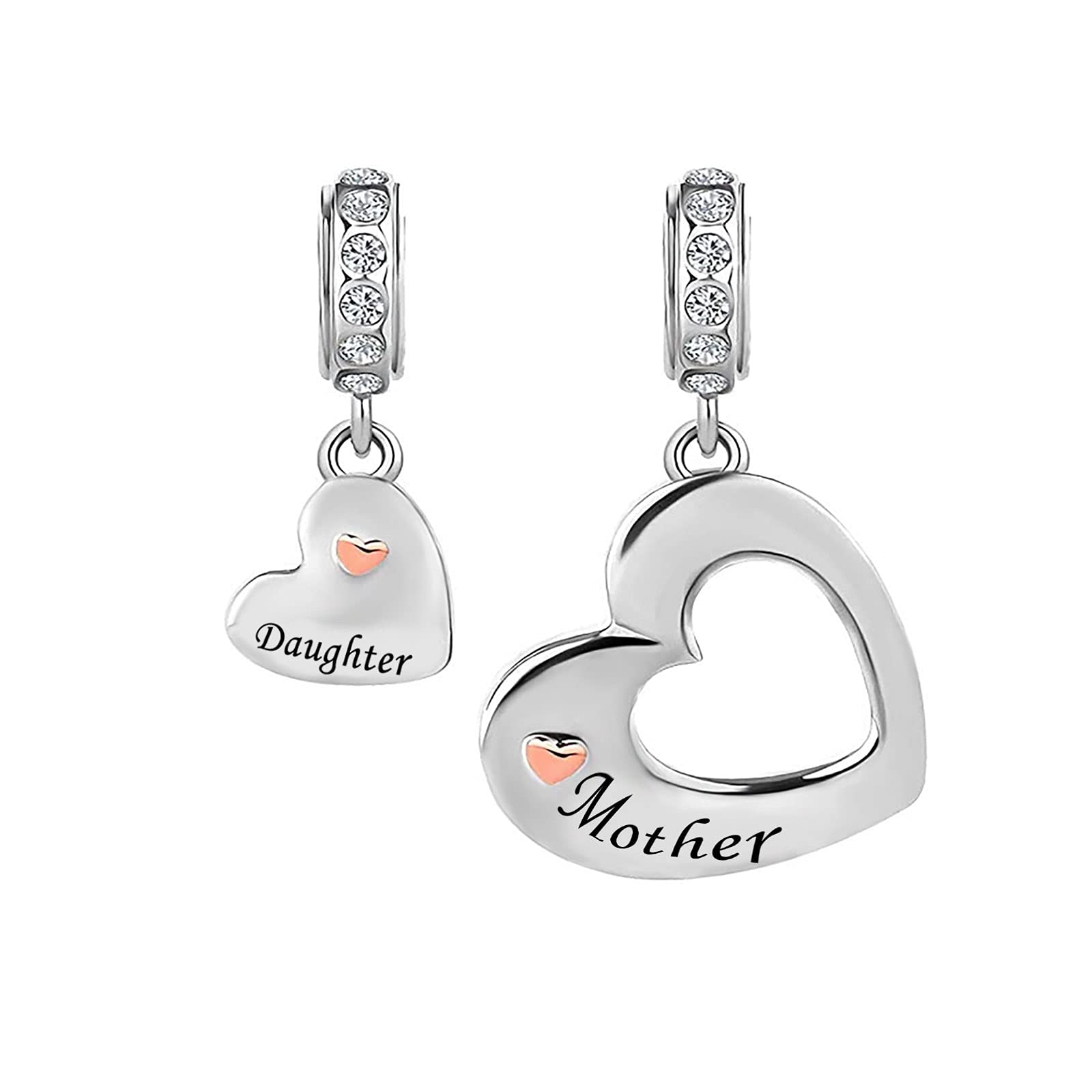 KunBead Jewelry Women Girls Mother and Daughter Nomination Bead Dangle Charms for Bracelets