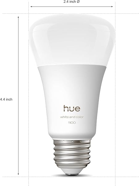 PHILIPS HUE SMART LED A19 BULB 2-PACK, WHITE AND COLOR AMBIANCE, E26 BASE, 9.5W, FULL SPECTRUM LIGHT 1000K-20000K, 1100 LUMENS, DIMMABLE, COMPATIBLE WITH ALEXA, GOOGLE ASSISTANT, APPLE HOME