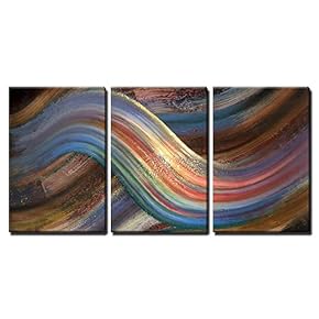3 Piece Canvas Wall Art - Abstract Picture Showing a Symbolic Alternating Scenery - Modern Home Art Stretched and Framed Ready to Hang - 16"x24"x3 Panels