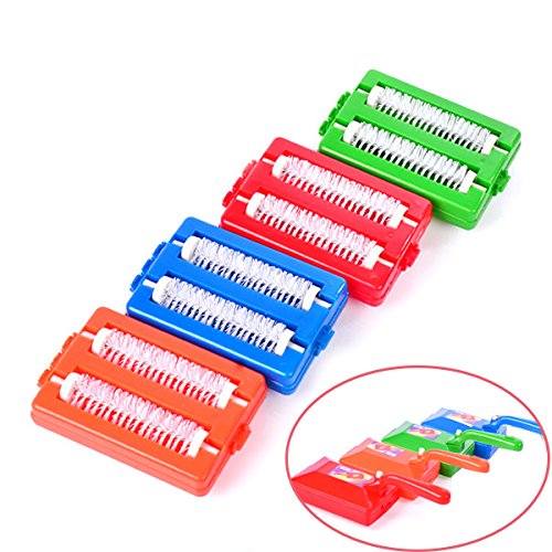 Leaftree Carpet Plastic Brush Table Cleaner Crumb Sweeper Roller Dirt Collector Handheld-2pcs Brush Heads,Colour Random