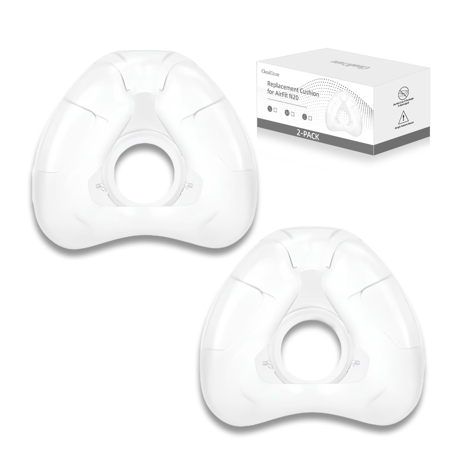 Photo 1 of 2 Pack Replacement Nasal Cushion for ResMed AirFit N20, FSA &HSA Eligible, Compatible with Original Frame, Reliable Seal and Durable Replacement Supplies, Medium