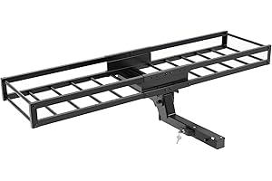 TOOENJOY 59" x 15.5" x 5" Skinny Roof Cargo Carrier Basket, Foldable and Tilting Design, 200 LBS Capacity, Fits 2" Hitch Receiver for SUV Pickup Truck