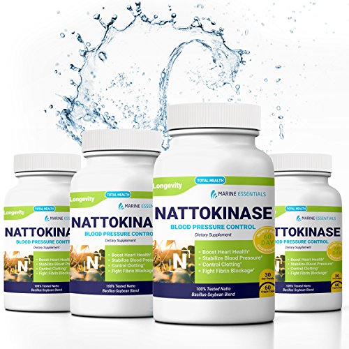 Marine Essentials Nattokinase Dietary Supplement - 100mg Vegan Formula Nattokinase Supplements for Heart Health and Circulation (240 Veg Capsules)