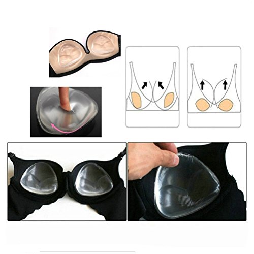 Zcoins 1 Pair of Silicone Bra Inserts Push up Bra Pads Breast Enhancers for AA to C (Transparent) - Thumbnail 4