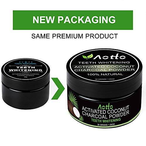 Aotto Activated Charcoal Natural Teeth Whitener Teeth Whitening Charcoal Powder Proven No Hurt on Enamel with Bamboo Brush