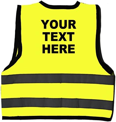 Acce Products Bespoke, Own Wording Baby, Children, Kids Hi Vis Safety Jacket Vest Size 1-2 Years Yellow Optional Personalised On Front