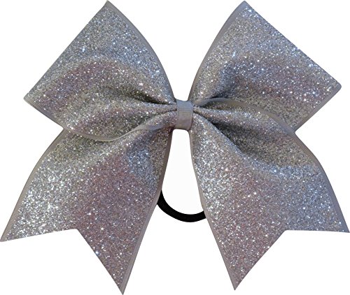 Sparkle Bows Cheer Glitter Cheer Bow (Silver)