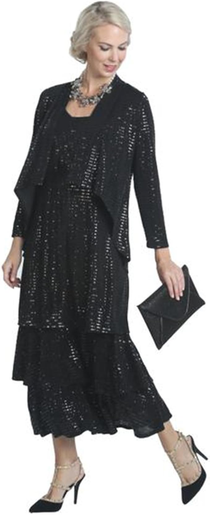 black shimmer dress
