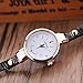 Inkach Women Leather Rhinestone Analog Quartz Wrist Watches Sport Watch Gift (Black)