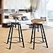 Round Wood Seat Bar/Counter Height Adjustable Swivel Metal Bar Stool/Chair for Bistro Pub Breakfast Kitchen Coffee, Set of 2, Black