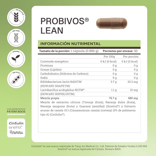 Matter Probivos Lean, Suplemento Probioticos con B420™, 17 Billones UFC, Sinetrol®, CinSulin® y L. acidophilus NCFM®, Apoyo al Metabolismo, Microbiota y Composición Corporal, 1 Frasco con 30 Cápsulas