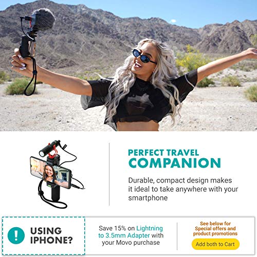 Movo VXR10 Universal Videomikrofon mit Vibrationsdämpfer Stoßdämpfer Schockhalterung, Tragetasche, für iPhone, Android Smartphones, Canon EOS, Nikon DSLR- perfektes Kameramikrofon, Richtrohrmikrofon – Bild 3