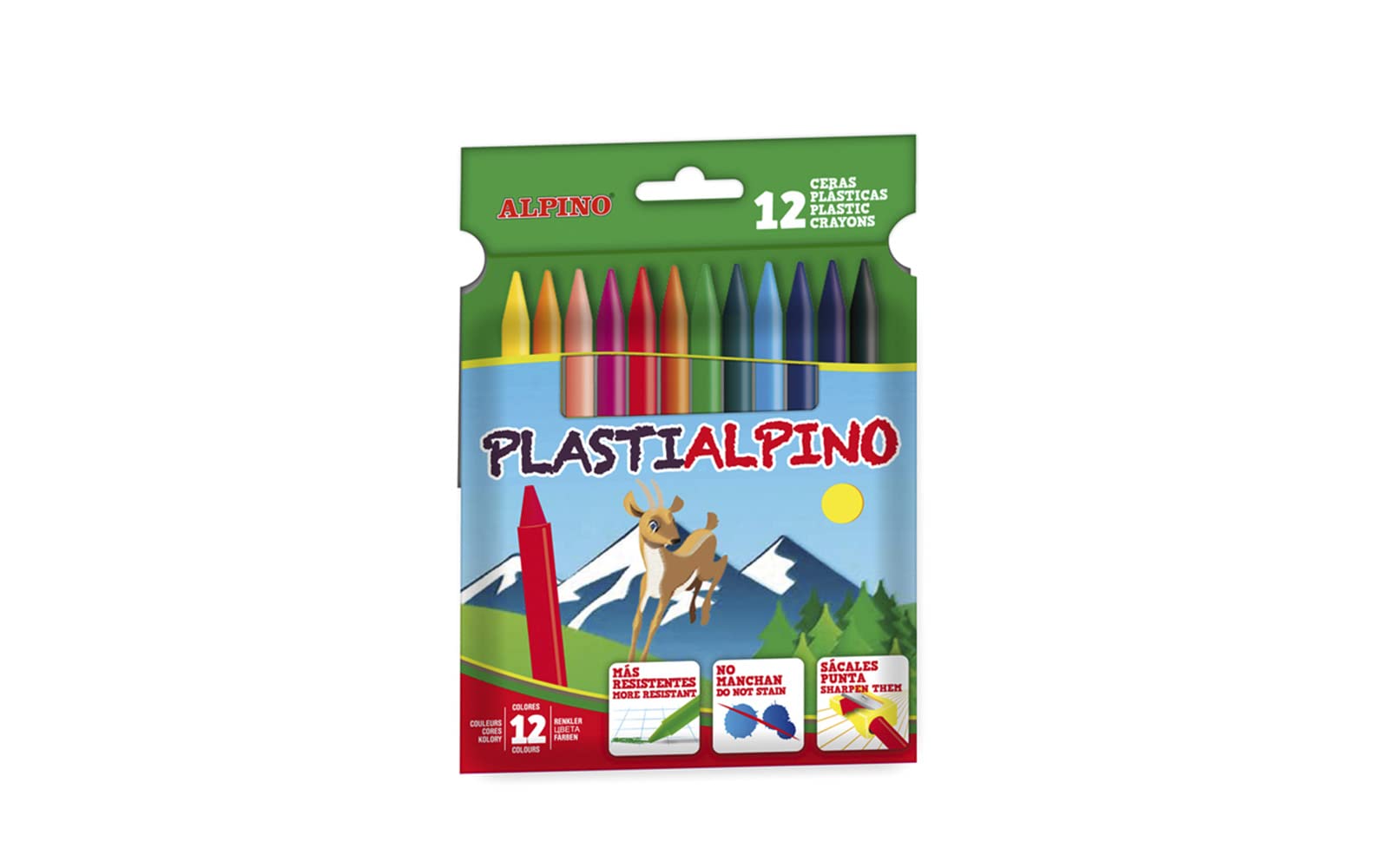 Alpino PA000012 - Pack of 12 Wax Crayons