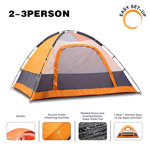 SEMOO Camping Tent Water Resistant 3-Person 1 Door 3-Season Lightweight Dome Tent with Portable Bag - Thumbnail 3