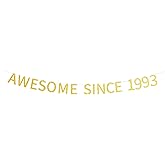 Awesome Since 1993 Banner Pre-strung Happy 32nd Birthday Banner Gold Glittery 32 Thirty Two Years Old Birthday Party Decorations for Men Women