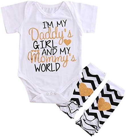 Newborn Baby Girl Brand Sparking New Romper Tops+Leg Warmers 2PCS Outfits Set Clothes (0-6M, White)