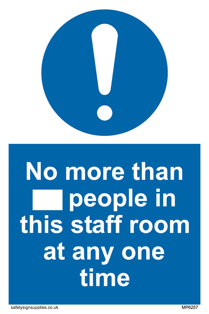 Pack of five - No more than xxx people in this staff room at any one time Sign - 100x150mm - A6P