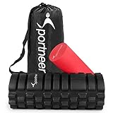 Sportneer 2-in-1 Foam Roller, Trigger Point Roller with 2 Screw-in Cover Lids, for Deep Tissue Muscle Massage Theraphy, Myofascial Release, Injury Rehab with Manual and Carrying Bag
