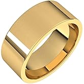 Sonia Jewels Solid 14k Yellow Gold 8mm Flat Comfort Fit Wedding Band Ring Classic Plain Traditional - Size 9